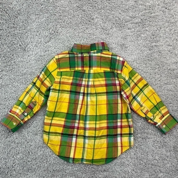 Ralph Lauren Shirt Boys 2T Madras Plaid Long Sleeve Button Up Blue Pony Easter - Picture 5 of 5